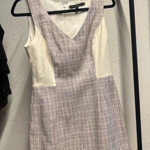 White House Black Market Lavender Tweed Sheath Dress with White Panels